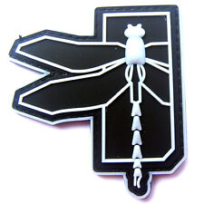3D PVC DRAGONFLY TACTICAL RUBBER HOOK LOOP PATCH GLOW IN DARK BADGE WHITE BLACK picture