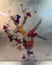 Gerard Puvis Collection Surreal Dancer Art Glass Plate Tray Gold 12.5
