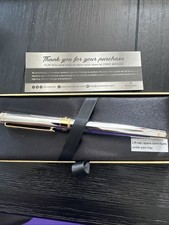 Scriveiner Silver Chrome Luxury Fountain Pen, Real Gold Finish Schmidt Gilde NEW picture