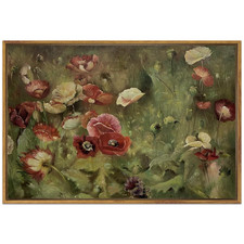 Shenify 24X36In Large Vintage Landscape Framed Canvas Wall Art Poppies Flower picture