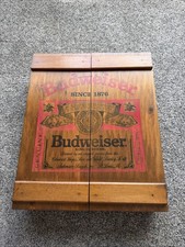 Rare Vintage Anheuser Busch Budweiser Wooden Hanging 9 Slot Cabinet man cave picture