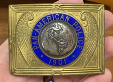 Pan American 1901 Buffalo NY Police Guard Belt Buckle Rare Enamel  picture
