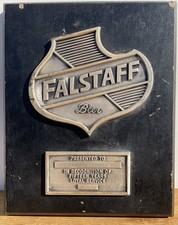 1969 Falstaff Beer 15 Years Loyal Service Presentation Plaque 8 X 10 Inches picture