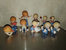 TEN Vintage Enesco 1980s Country Cousins Boy & Girl Figurines picture