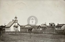Amherst Nebraska Church & Houses c1907 S.D. Butcher RPPC Photo Postcard COPY picture