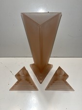 Vintage 1920’s New Martinsville Pink Satin Console Set: Vase And Candlesticks picture