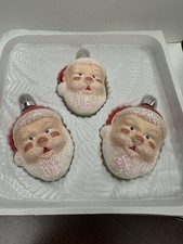 Vtg Handmade Santa Ornaments Christmas Trimmings by Bradford set of 3 picture