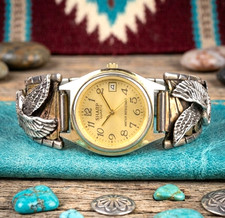 Navajo Watch Tips Luke Eagle Sterling Silver Vintage Signed LE Southwestern picture