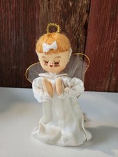 Vtg 1960s Angel, Fabric,Gold Wings, Halo MCM Holiday, Christmas,  picture