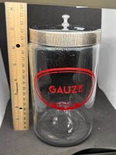VINTAGE Profex Medical Glass Apothecary GAUZE Jar with Stainless steel lid picture