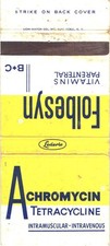 Lederle Achromycin Folbesyn Vintage Matchbook Cover 1960s Pharmaceuticals picture