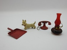 Vintage Miniature Metal Dollhouse Accessories Lot Oil Lamp Telephone Dust Pan T picture