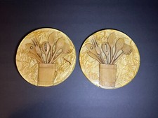 VTG 1970s Set of 2 Farmhouse Lucite Acrylic Resin Wooden Kitchen Tools Trivets picture