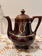 Vintage Fraunfelter Brown with Gold Trim Teapot picture