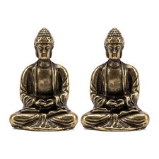 2Pcs Mini Brass Buddha Statues, Small Seated Sakyamuni Buddha Figurines for Medi picture