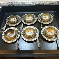 Vintage 18pc Les Etains d'Europe 95% Pewter Glogg Set 6 Cups 6 Saucers 6 Spoons picture