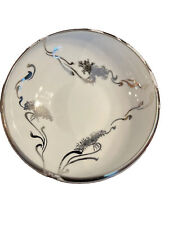 Decorative Porcelain Bowl With Silver Trim Design Signed picture