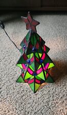Elements Stained Glass Light up Christmas Tree Tabletop Electric Lamp Night picture