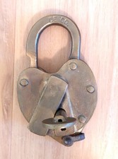 Vintage JHW Climax Co. Heart Shape Brass Padlock WKEE picture