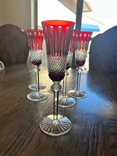 GODINGER  KING LOUS  Ruby Red Cut to Clear Champagne Flutes Set of 4 picture