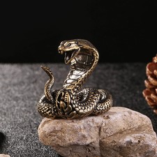 Antique Bronze Pure Copper Mini Snake Figurine Desktop Interior Decor Ornament picture