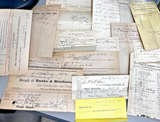 16 New York Bank Grocery Booksellers Laundry Newspaper Billheads 1881-1903 picture