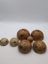​Vintage Hand Painted Wooden Nesting Sphere Ball Set Insect Bee Ladybug Spider  picture