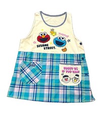 Vintage Sesame Street Tiered Plaid Pocket Apron Elmo Cookie Monster Ernie Bert picture