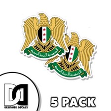 Syria Coat of Arms Sticker Self Adhesive 3 inch Syrian flag Decals 5pk picture