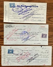 The Bank of Nova Scotia 1948 Bank Checks Lot of 3 With Revenues picture