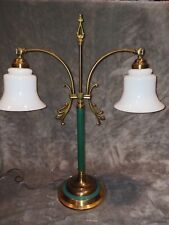 Gorgeous Double Arm Swivel Lamp With Ornate Brass And Faux Alligator Leather picture