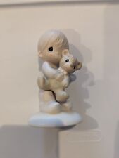 Precious Moments Figurine Jesus Loves Me 1978 - SIGNED Boy & Teddy Bear picture