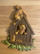 Vintage 1977 Homco Chipmunks Bird House Wall Plaque Home Decor picture
