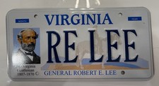Exp. Va Personalized Vanity License Plate Robert E Lee RE LEE CSA Confederate picture