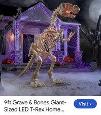 Grave & Bones T Rex Dinosaur Skeleton 9 Ft Halloween Decoration Outdoor New Box picture