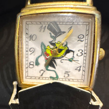 Fossil Looney Tunes Daffy Duck Analog Watch, Black Leather Strap, Gold Case picture