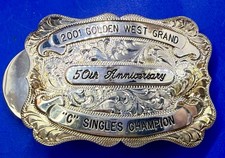Golden West Grand Champion Trophy Trap & Skeet Silver State Silver Belt Buckle picture