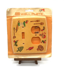 Vintage 1970s MCM Sears Roebuck Switch & Outlet Plate Cover Retro Kitchen Yellow picture
