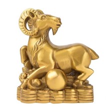 BRABUD Brass Chinese Zodiac Ingots Goat/Sheep Statue Handmade Home Decor Coll... picture