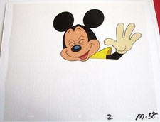 MICKEY MOUSE WALT DISNEY 1980s ORIGINAL ANIMATION PRODUCTION CEL + DRAWING picture