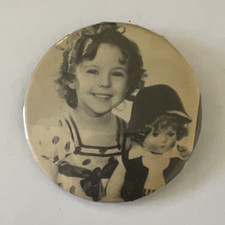 2.5 inch Black & White Shirley Temple and Doll Photo Collectible Pinback Button picture