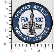MARINE CORPS VMFA-212 LANCERS F-18 EMBROIDERED HOOK & LOOP PATCH picture