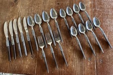 Interpur Wood Handle Vintage Flatware Japan MCM Stainless Steel Teak Wood 20 PCs picture