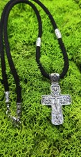 Russian Greek Orthodox Silver 925 Body Cross with silk cord picture