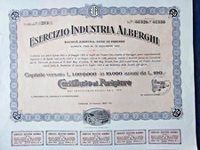 FLORENCE 1937 * HOTEL INDUSTRY EXERCISE 25 SHARES VERY WELL PRESERVED picture