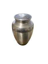 Silver Floral Finish Handcrafted Memorial Urn for Human Ashes (11 x 7
