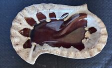 Vintage Mid Century Modern Ashtray Brown Drip Glaze 8.5x6 Excellent Condition picture