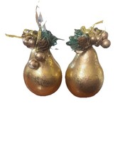 VINTAGE-1970-1980’s Set of 6 Gold Pear Ornaments  BRAND NEW IN BOX picture