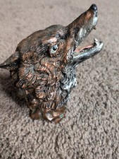 Ebros Woodlands Howling Alpha Wolf Head Bust Bronzed Resin Figure picture