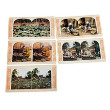 Antique World Series Japan Color Stereo View Lot of 5 Temple Shoe Maker Mending picture